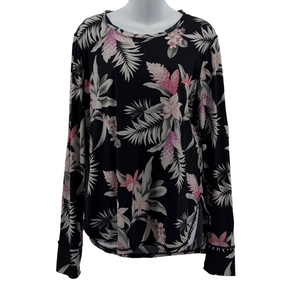 Tommy Bahama IslandActive Women Tropical Floral Long Sleeve Rash Guard Top M